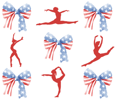 Americana Ballerina And Bow Coquette In Red White And Blue DTF (direct-to-film) Transfer