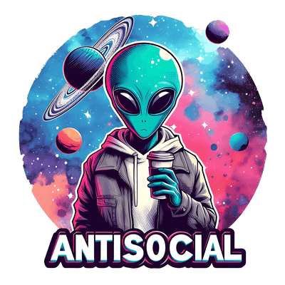 Antisocial Alien & Planets DTF (direct-to-film) Transfer
