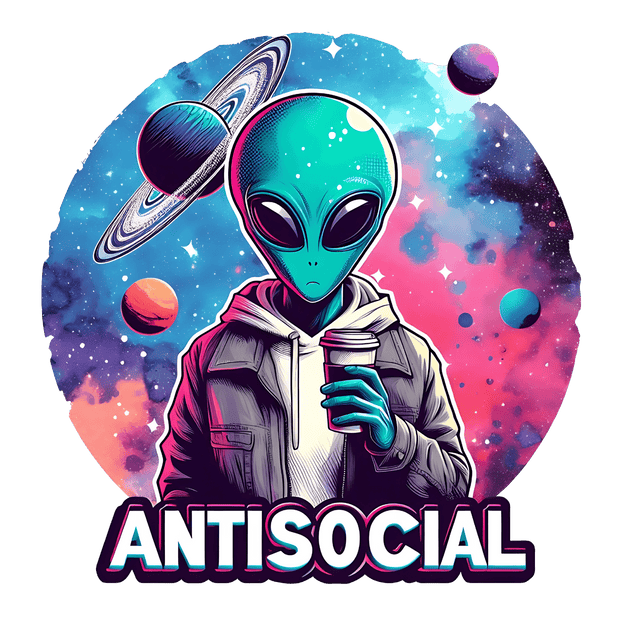 Antisocial Alien & Planets DTF (direct-to-film) Transfer