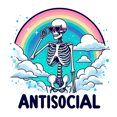 Antisocial Skeleton in Heart Glasses DTF (direct-to-film) Transfer