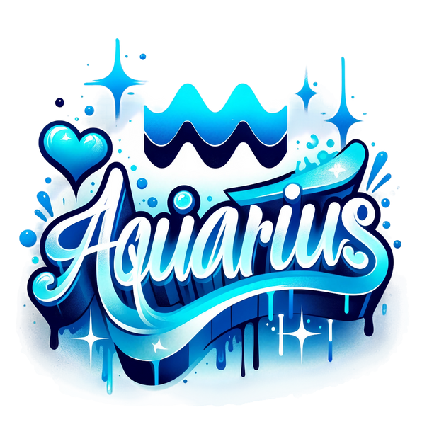 Aquarius 1 Blue Zodiac DTF (direct-to-film) Transfer