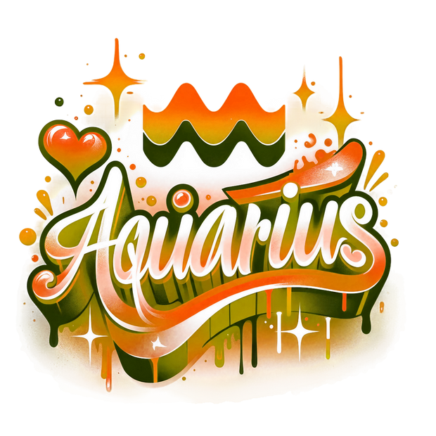 Aquarius 1 Orange Zodiac DTF (direct-to-film) Transfer