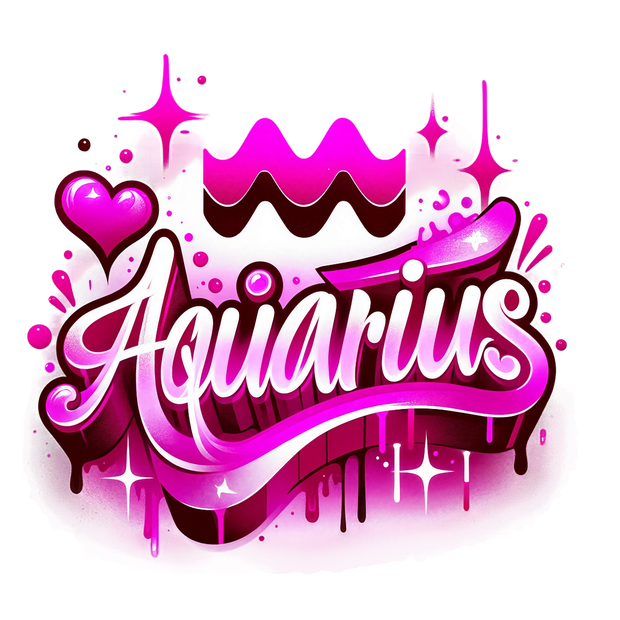 Aquarius 1 Pink Zodiac DTF (direct-to-film) Transfer