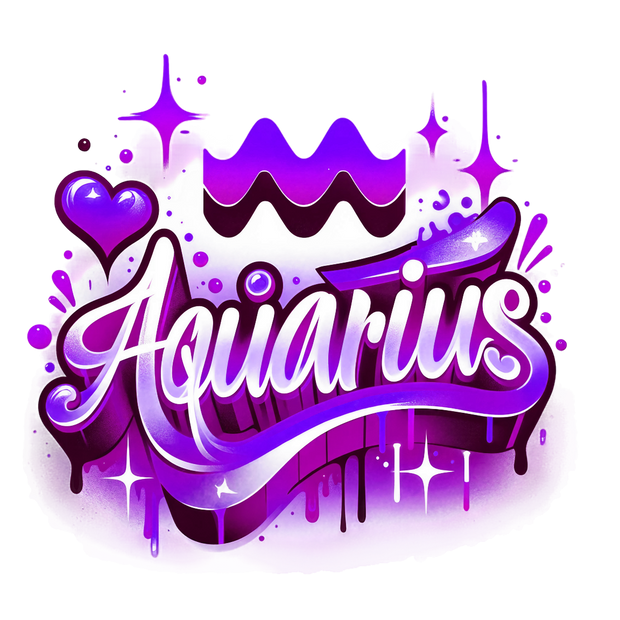 Aquarius 1 Purple Zodiac DTF (direct-to-film) Transfer