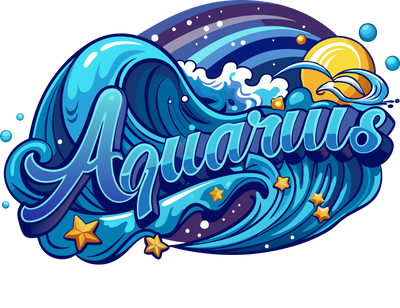 Aquarius Blue With Yellow Stars DTF (direct-to-film) Transfer