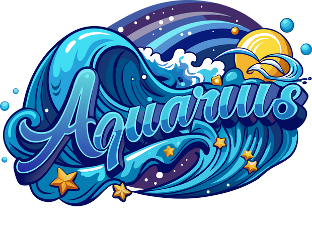 Aquarius Blue With Yellow Stars DTF (direct-to-film) Transfer