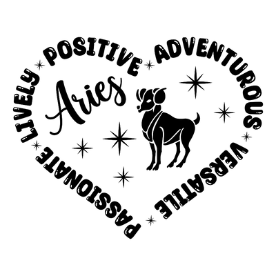 Aries Characteristics with HeartZodiac DTF (direct-to-film) Transfer