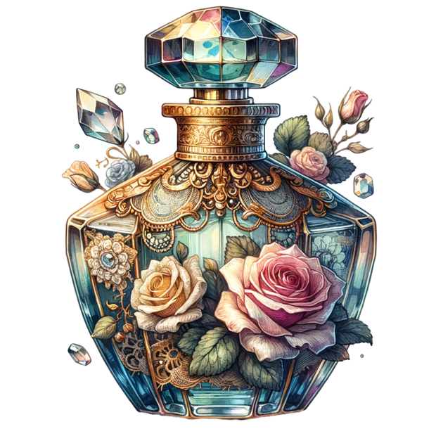 BLUE PERFUME BOTTLE DTF (direct-to-film) Transfer