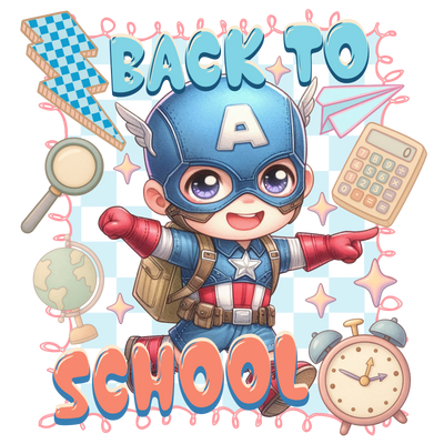 Back to School Boy Hero Pointing DTF (direct-to-film) Transfer