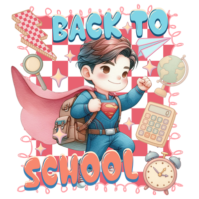 Back to School Boy in Cape DTF (direct-to-film) Transfer