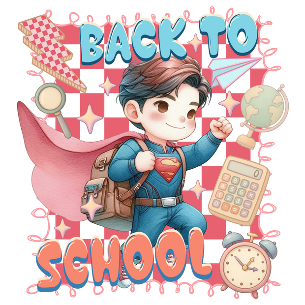 Back to School Boy in Cape DTF (direct-to-film) Transfer