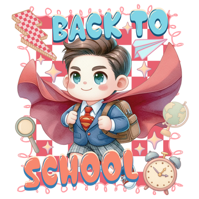 Back to School Boy in Cape & Coat DTF (direct-to-film) Transfer