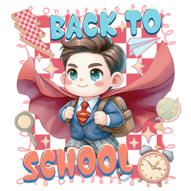 Back to School Boy in Cape & Coat DTF (direct-to-film) Transfer