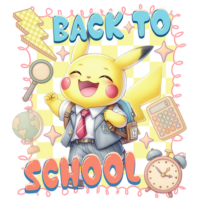Back to School Character in Yellow with Backpack DTF (direct-to-film) Transfer