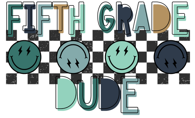 Back to School Fifth Grade Dude DTF (direct-to-film) Transfer