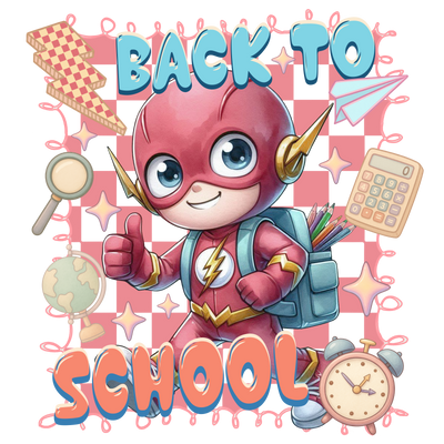 Back to School Globe Clock & Character DTF (direct-to-film) Transfer
