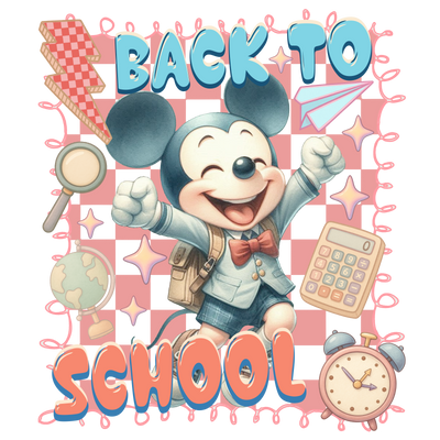 Back to School Mickey in Shorts DTF (direct-to-film) Transfer