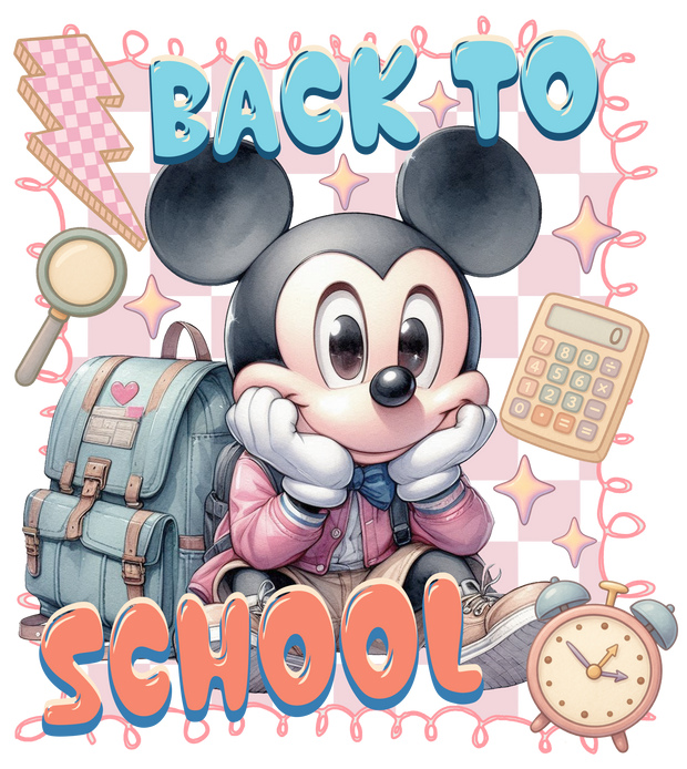 Back to School Mickey in Tennis Shoes DTF (direct-to-film) Transfer