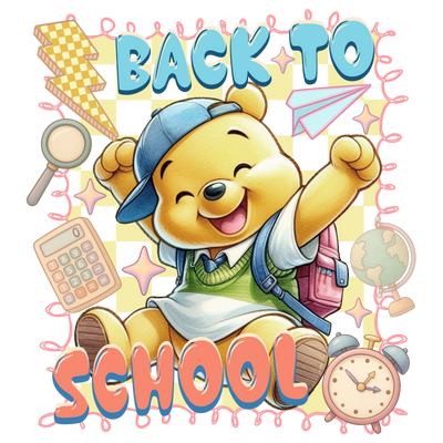 Back to School Pooh in Sweater DTF (direct-to-film) Transfer