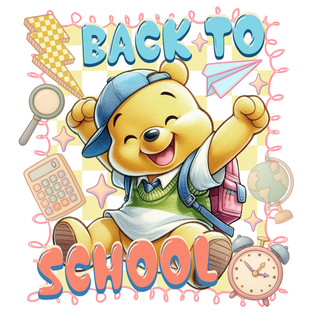 Back to School Pooh in Sweater DTF (direct-to-film) Transfer