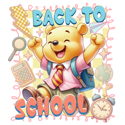 Back to School Pooh in Tie DTF (direct-to-film) Transfer