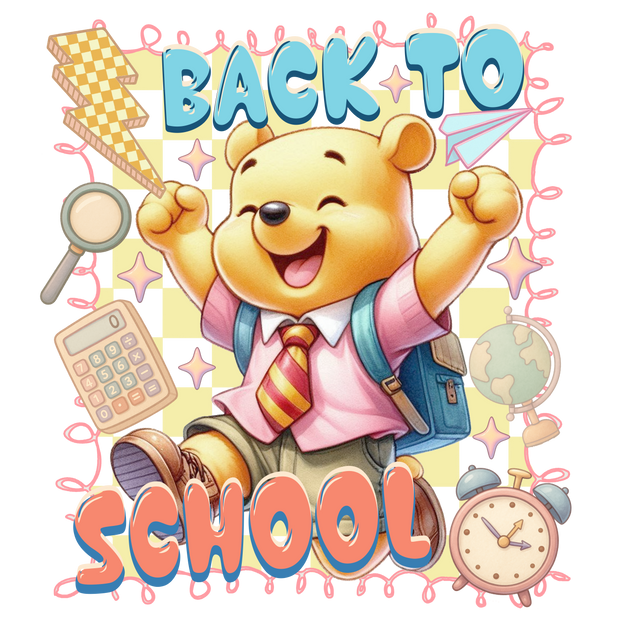 Back to School Pooh in Tie DTF (direct-to-film) Transfer