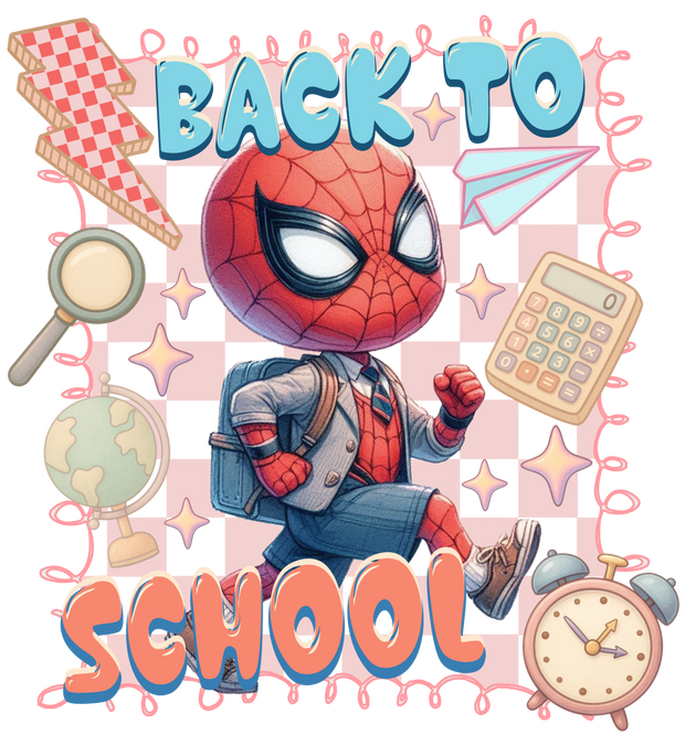 Back to School Spider Boy Walking DTF (direct-to-film) Transfer