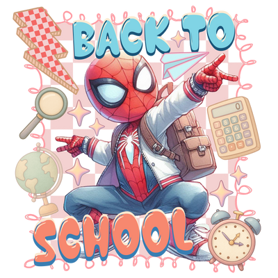 Back to School Spiderman Posing DTF (direct-to-film) Transfer