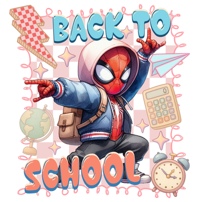 Back to School Spidey in a Pose DTF (direct-to-film) Transfer