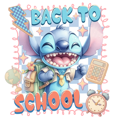 Back to School Stitch & Alarm Clock DTF (direct-to-film) Transfer