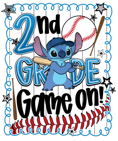 Baseball 2nd Grade DTF (direct-to-film) Transfer