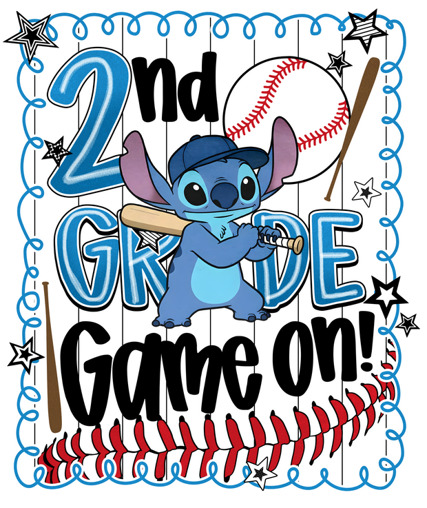 Baseball 2nd Grade DTF (direct-to-film) Transfer