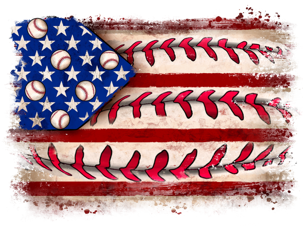 Baseball American Flag DTF (direct-to-film) Transfer