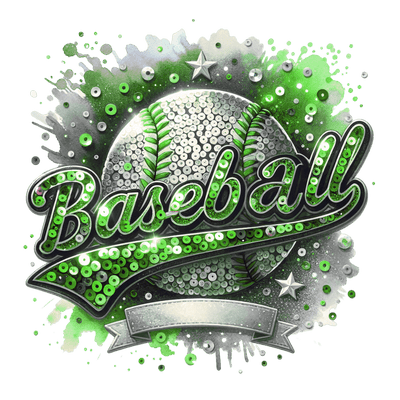 Baseball Blank Banner Font in Green DTF (direct-to-film) Transfer