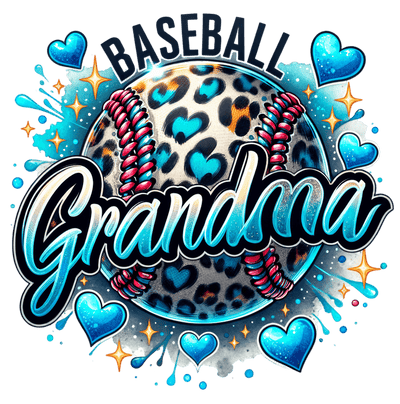 Baseball Grandma Colordrip Lt Blue DTF (direct-to-film) Transfer