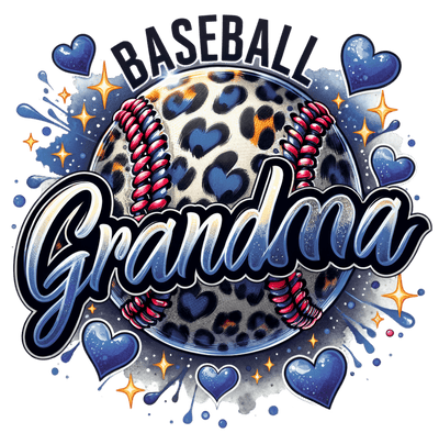 Baseball Grandma Colordrip Navy Blue DTF (direct-to-film) Transfer