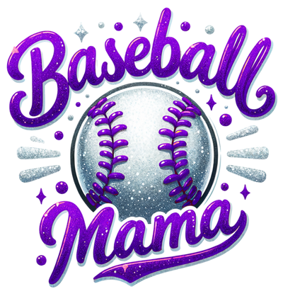 Baseball Mama Silver & Purple DTF (direct-to-film) Transfer