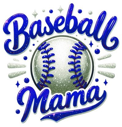 Baseball Mama Sparkle Blue DTF (direct-to-film) Transfer