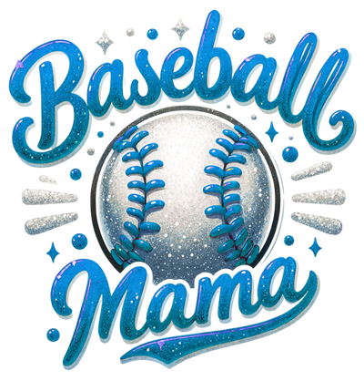 Baseball Mama Sparkling Blue DTF (direct-to-film) Transfer
