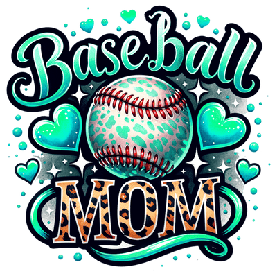 Baseball Mom Cheetah Mint DTF (direct-to-film) Transfer