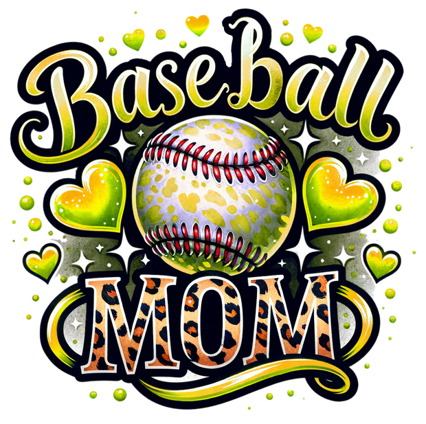 Baseball Mom Cheetah & Gold DTF (direct-to-film) Transfer