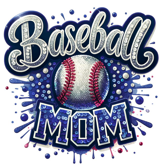 Baseball Mom Colordrip Gray & Blue DTF (direct-to-film) Transfer