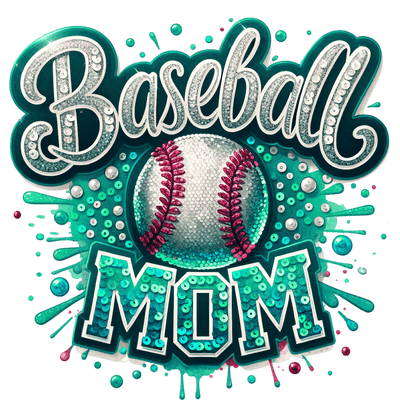 Baseball Mom Colordrip Sequin Mint DTF (direct-to-film) Transfer