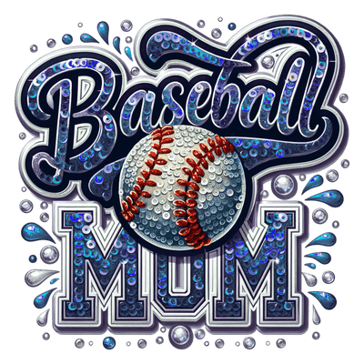 Baseball Mom Colordrip Silver & Navy Blue DTF (direct-to-film) Transfer