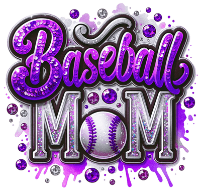 Baseball Mom Colordrip Silver & Purple DTF (direct-to-film) Transfer