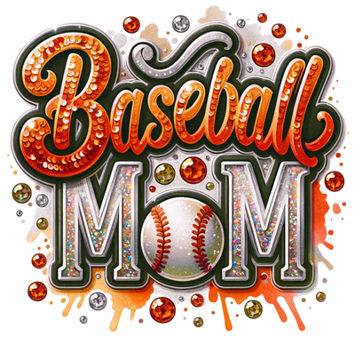 Baseball Mom Colordrip in Orange DTF (direct-to-film) Transfer
