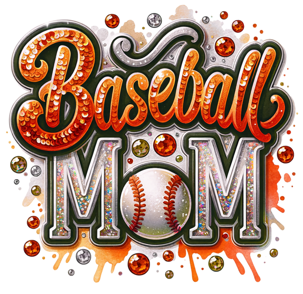 Baseball Mom Colordrip in Orange DTF (direct-to-film) Transfer