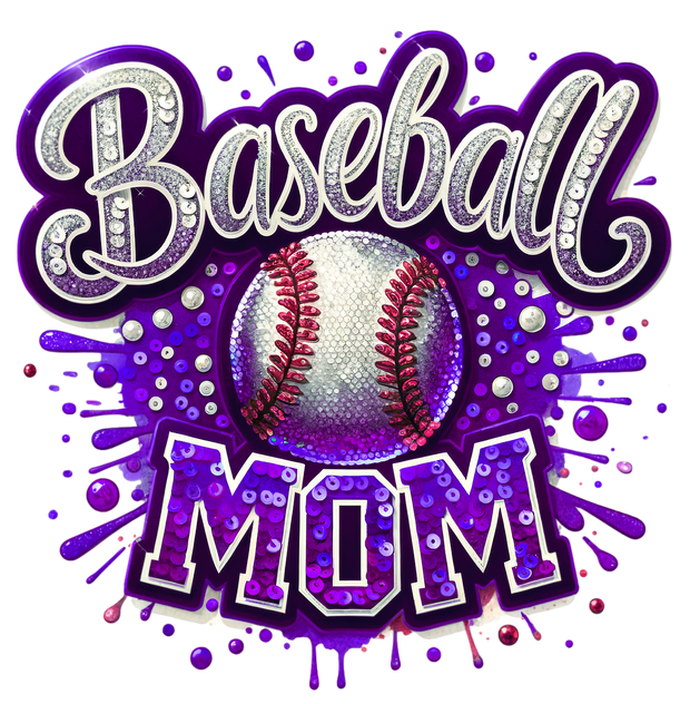 Baseball Mom Colordrip in Purple DTF (direct-to-film) Transfer