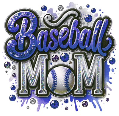 Baseball Mom Laces in Navy Blue DTF (direct-to-film) Transfer