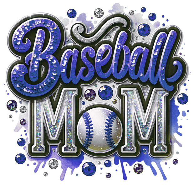 Baseball Mom Laces in Navy Blue DTF (direct-to-film) Transfer